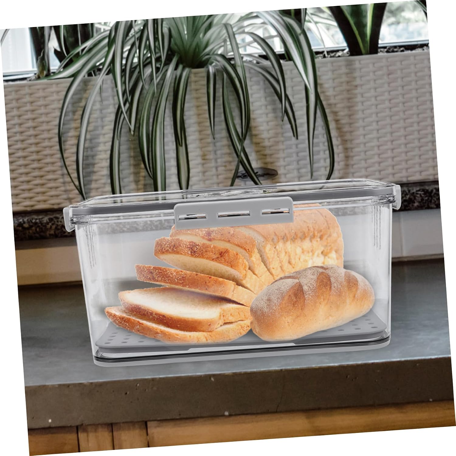 Large Bread Box Airtight Bread Saver Container with Timer Lid Box for Refrigerator
