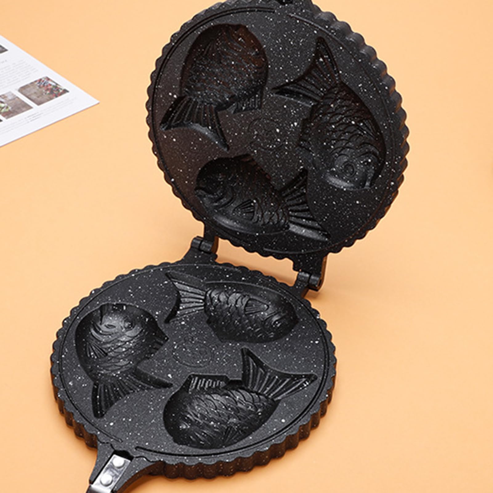 Taiyaki Pan - Teglia per torte a forma di pesce Taiyaki, 41 x 20 cm, antiaderente, in lega di alluminio, per colazione, casa e bancarelle di cibo, facile da pulire e riscaldare uniformemente