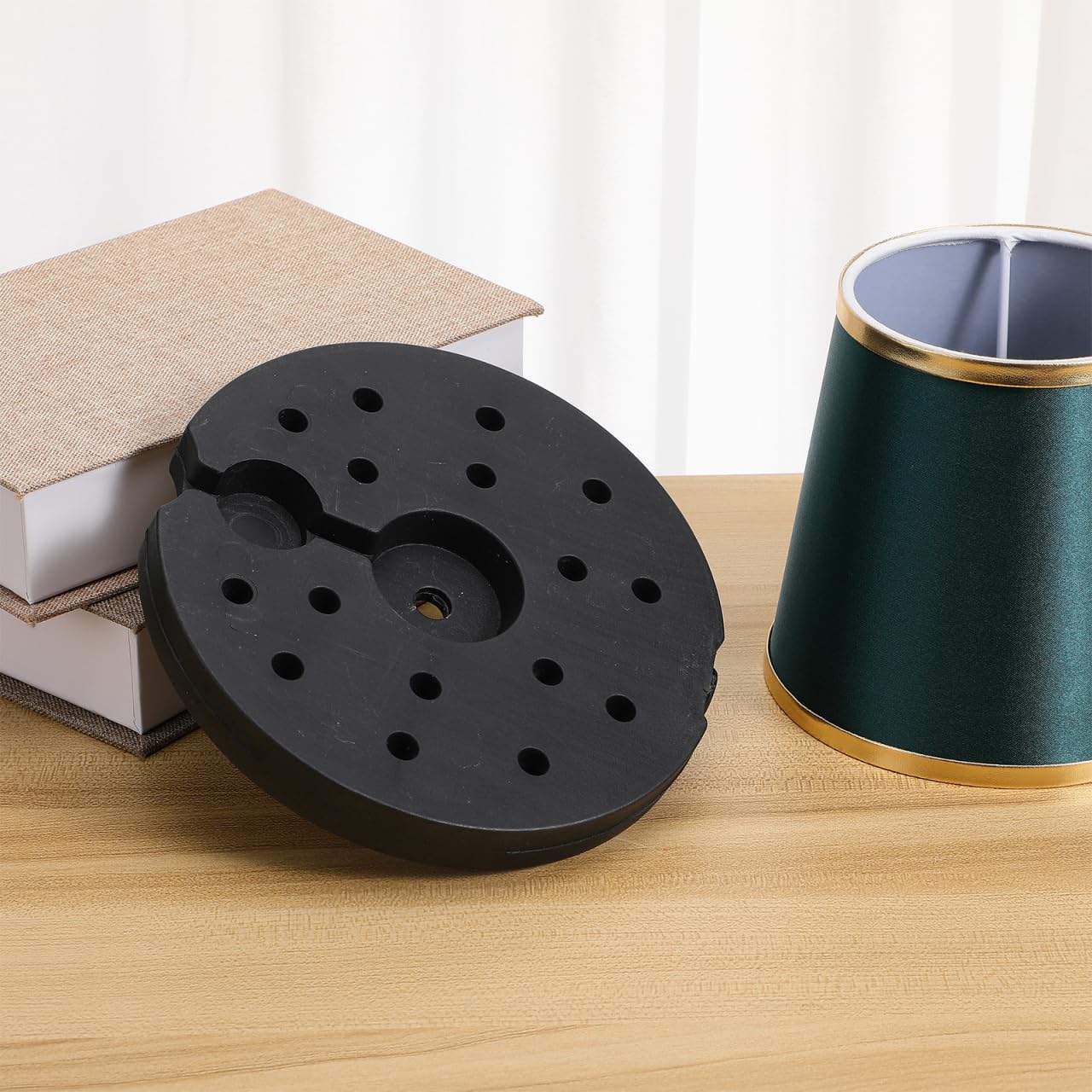 Socle de lampe en métal 19X19X0,8 pouces Socle lesté pour lampe de sol et lampe de bureau Base stable Poids de remplacement pour support de lampe Accessoires DIY