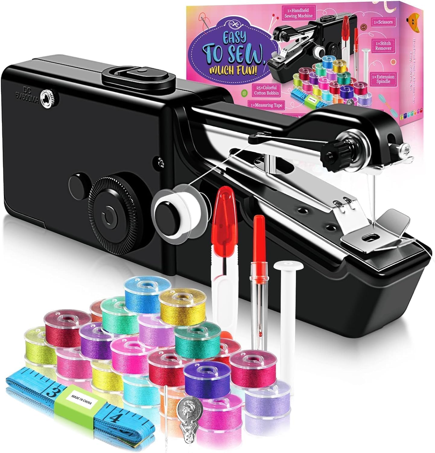 Handheld Sewing Machine, Easy to Use Portable Electric Sewing Machine for Beginners & Adults, Quick Stitch Small Sewing Machine Kit, Suitable for DIY, Fabrics, Clothes, Home & Travel