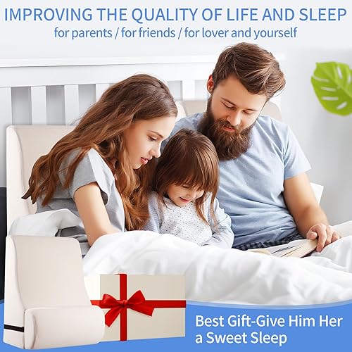 Miniatura 7 de Almohada de lectura para cama para adulto, almohada de cuña de espuma viscoelástica con soporte lumbar ajustable, cojín de respaldo para sentarse en