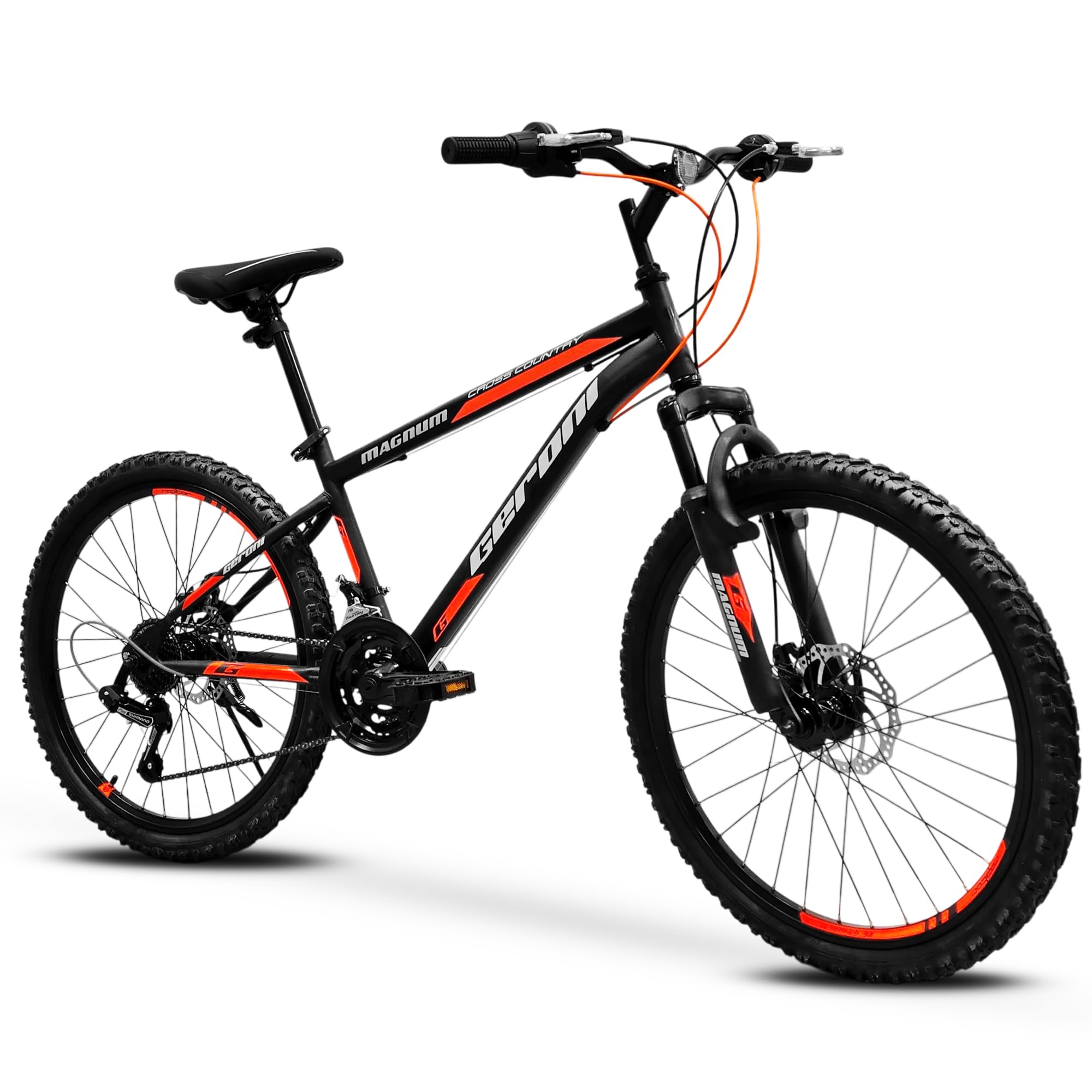 GERONI Bici bicicletta MTB Magnum 24'' Pollici ammortizzata cambio a 21  velocita' Mountain Bike freni a disco (Arancione) : Amazon.it: Sport e  tempo libero