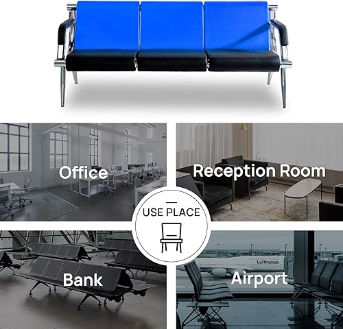 Miniatura 13 de Silla de sala de espera con reposabrazos, 2 asientos, de piel sintética, color naranja, negro, muebles de oficina, asientos de invitados, vestíbulo