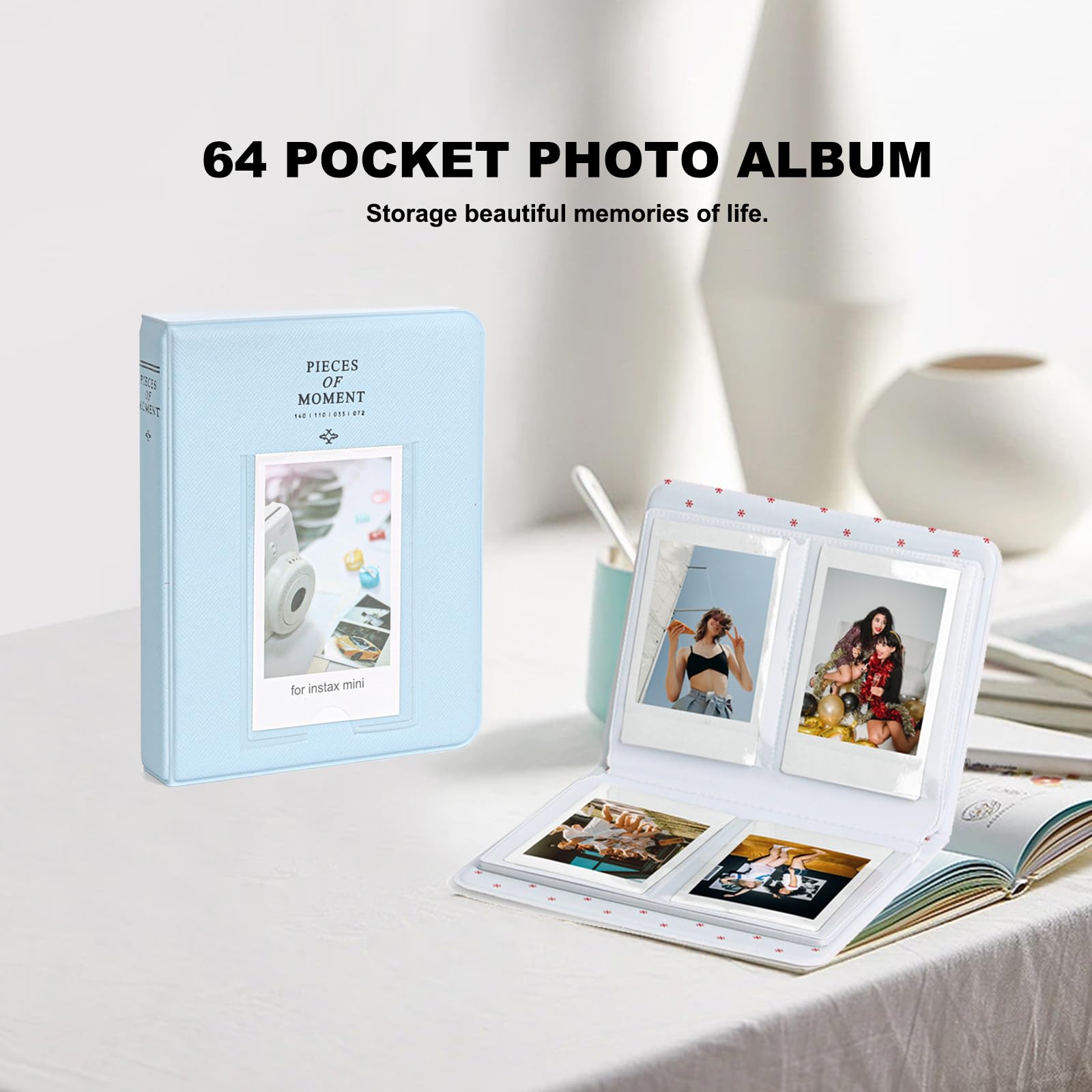 11 in 1 Accessories Kit for Fujifilm Instax Mini 12 Camera With Camera Case+Photo Album+DIY Sticker+Wall Hanging Frame+L Tabletop Frame (Pastel Blue) - Image 2