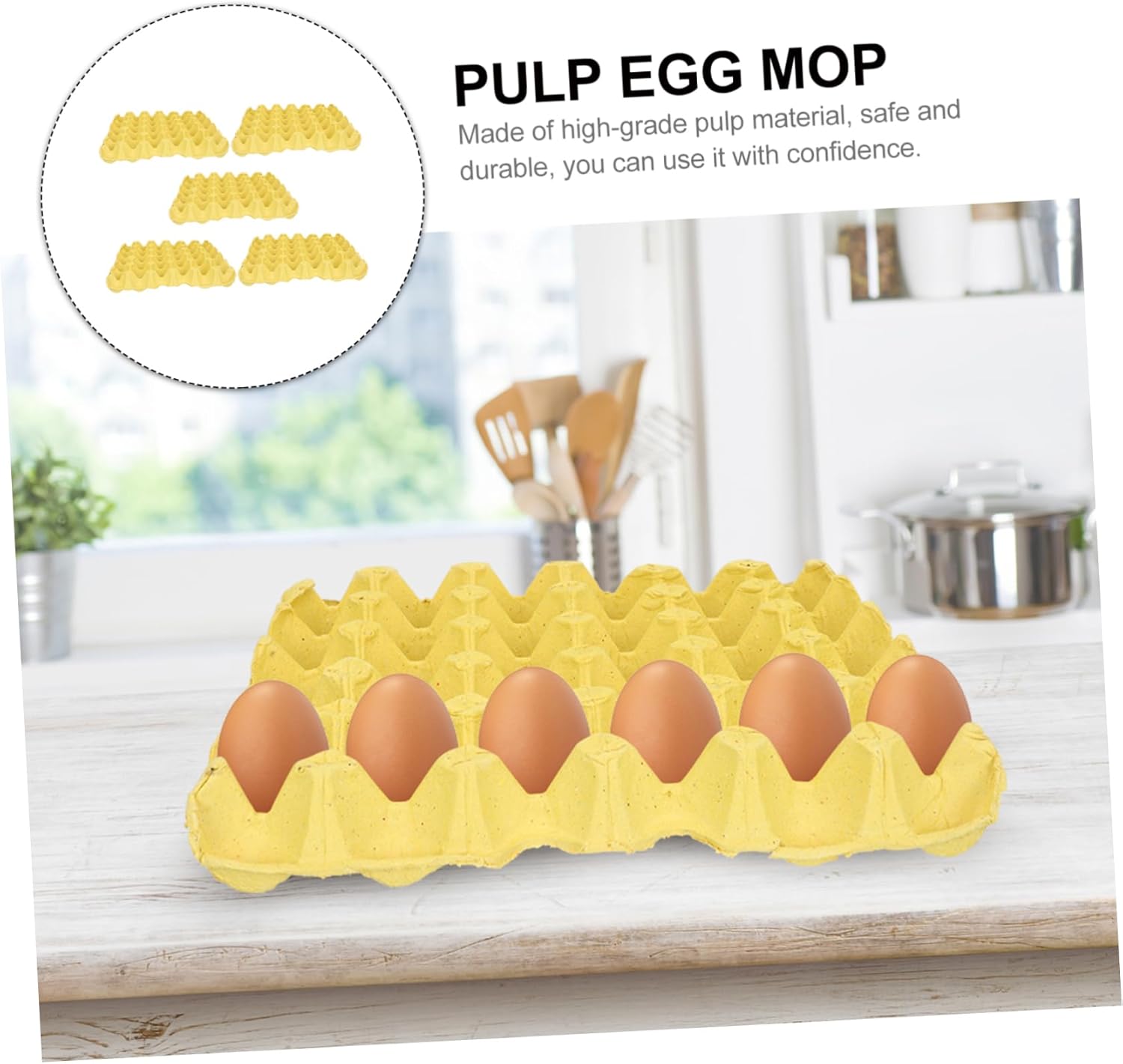 LIFKOME 5pcs Paper Pulp Egg Storage Trays for Fridge Door Egg Containers Holders Kitchen Organizers Safe Box