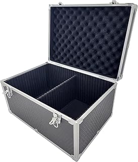 Maplin Large Aluminium Lockable Flight Case with Dividers, Portable Toolbox, Multi Storage Chest Grey ideal for Electronics, Hobby Equipment, Gaming Gear, DJ Equipment, Tools & more - 310x450x240mm