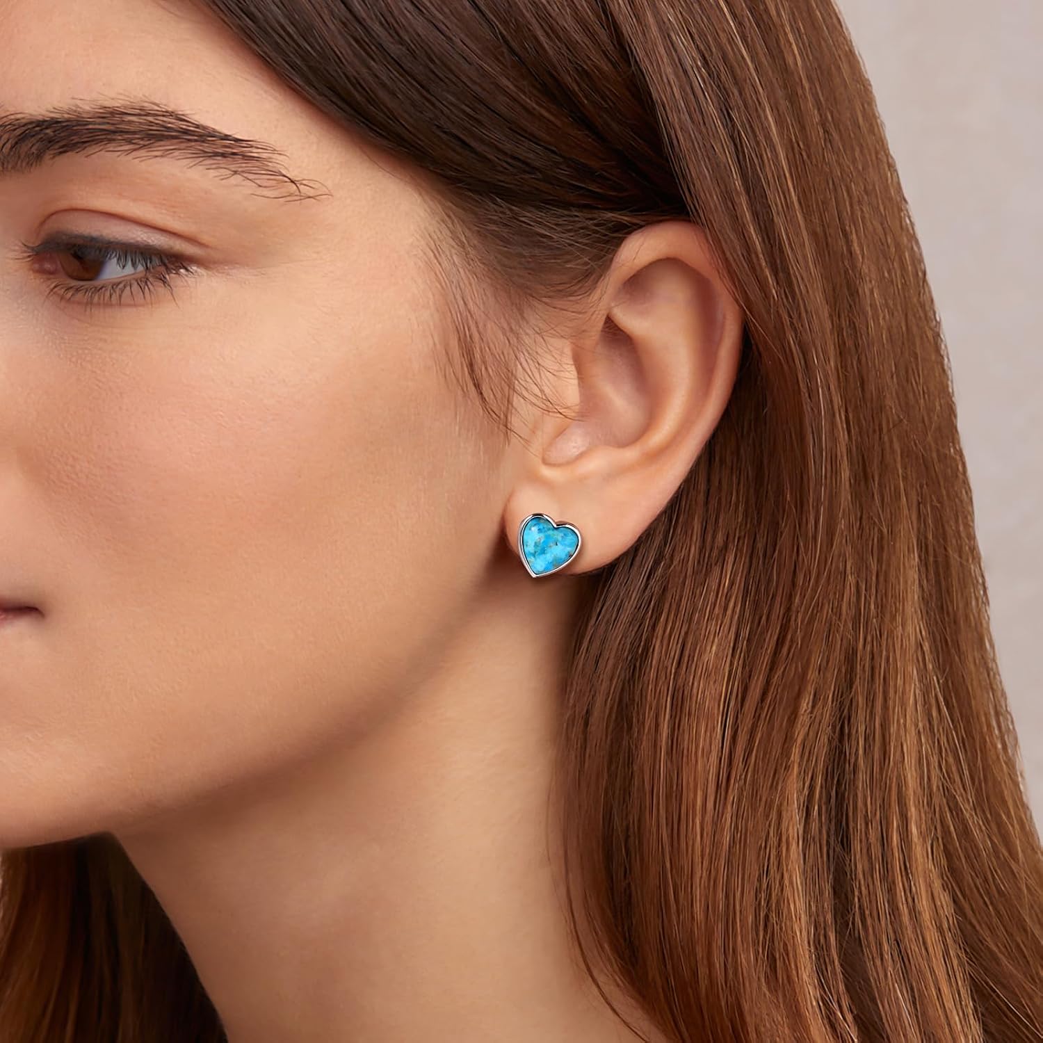 AIBAO Real Turquoise/Lapis Lazuli/Malachite Stud Earrings for Women Western Boho Jewelry Hypoallergenic 925 Sterling Silver Earrings Studs