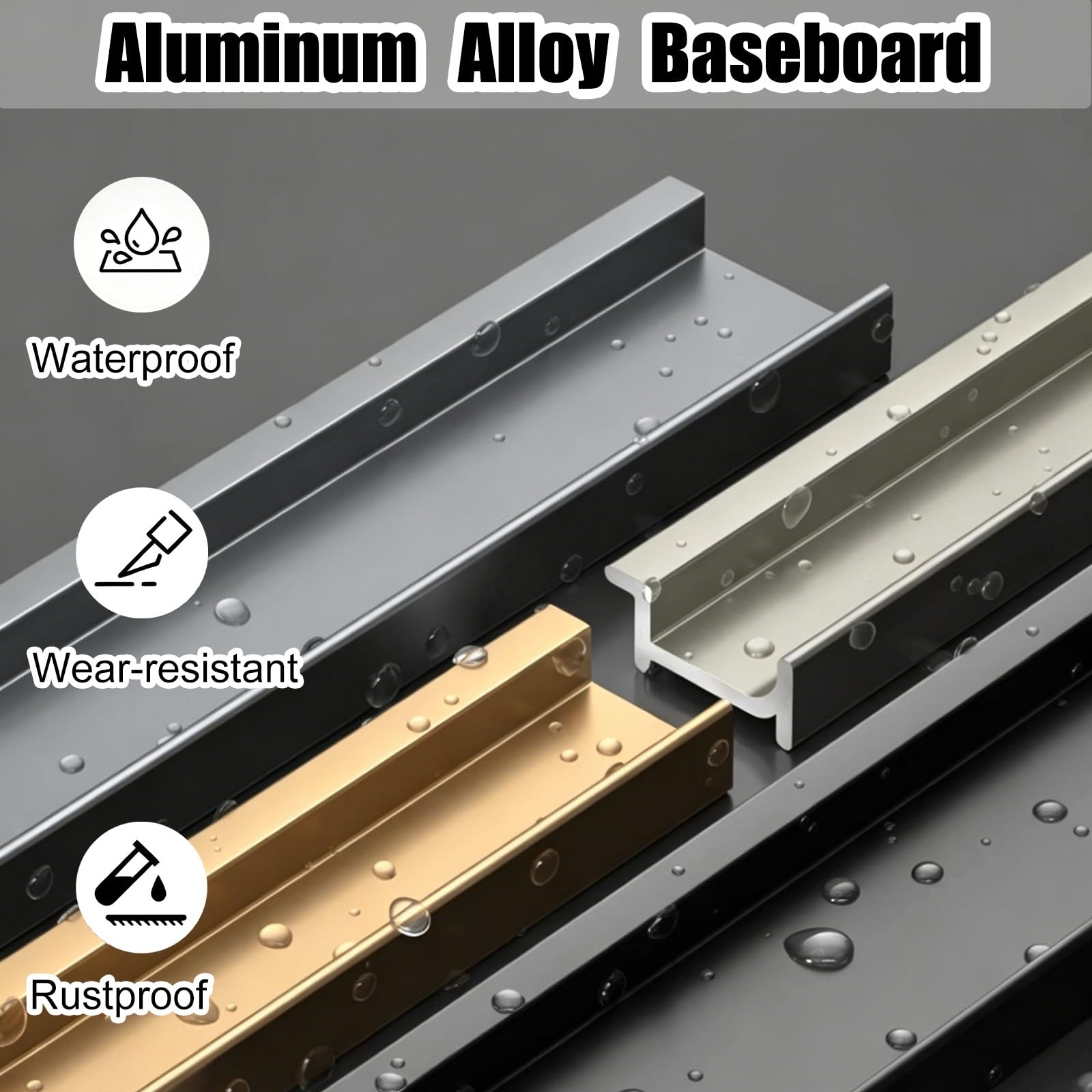 battiscopa Rivestimento Del Battiscopa Da Incasso Nero, Base Per Modanatura Del Pavimento 1 1,5 2 M Con Rivestimento Del Bordo Interno, Protezione Del Bordo Della Parete