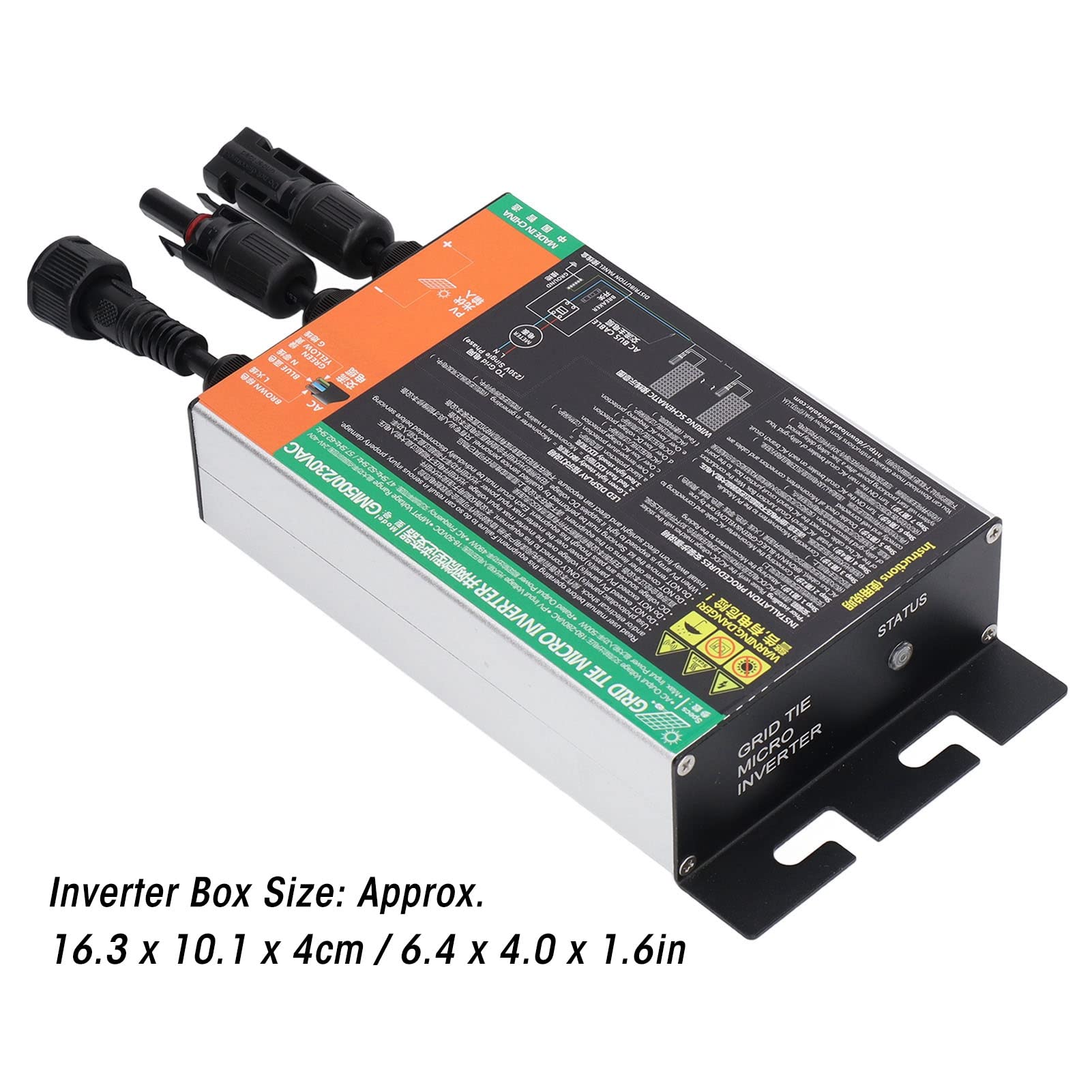 Tyenaza Onduleur Solaire, Micro-onduleur Solaire, Onde sinusoïdale connectée au réseau 500W 230V IP55 0,2 à 1,6KW Onduleur Solaire en Alliage d'aluminium