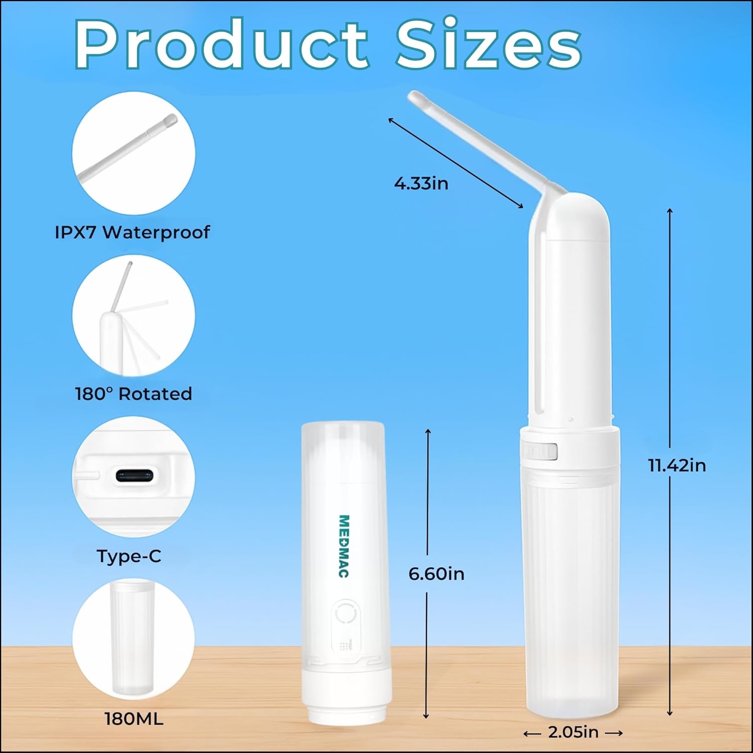 Portable Bidet for Travel, Rechargable USB-C 3 High Pressure Modes Travel Bidet Compact Waterproof Handheld Sprayer Device for Women, Men, Babies - Ideal for Personal Hygiene (White)