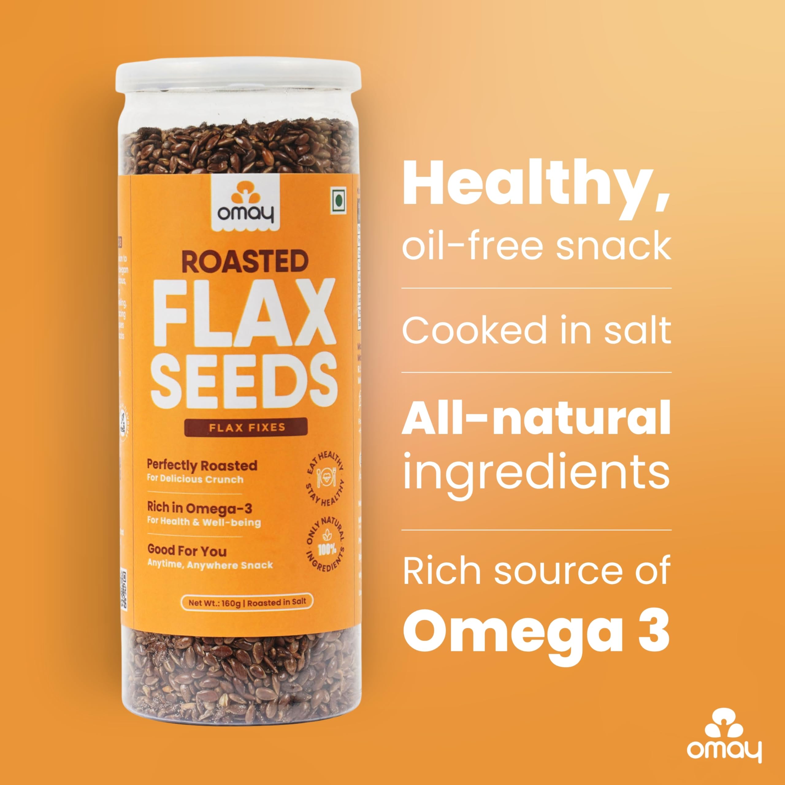Omay Foods Roasted Flaxseeds, 160g Jar (Pack of 2) | Healthy Flax seed- Roasted, Crunchy - Image 4 thumbnail