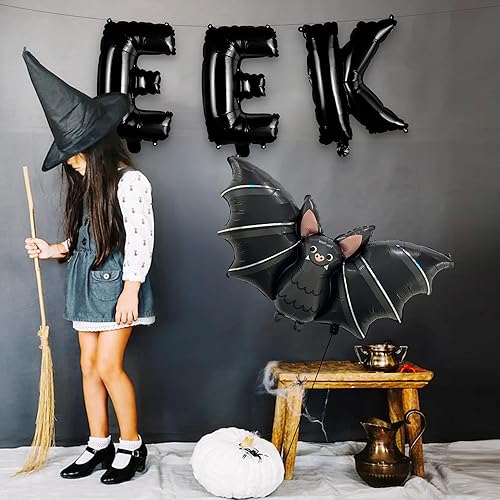 Miniatura 5 de HOUSE OF PARTY Kit de globos de calabaza de murciélago de Halloween, globo de papel de aluminio, decoraciones de calabaza de Halloween, globos jumbo