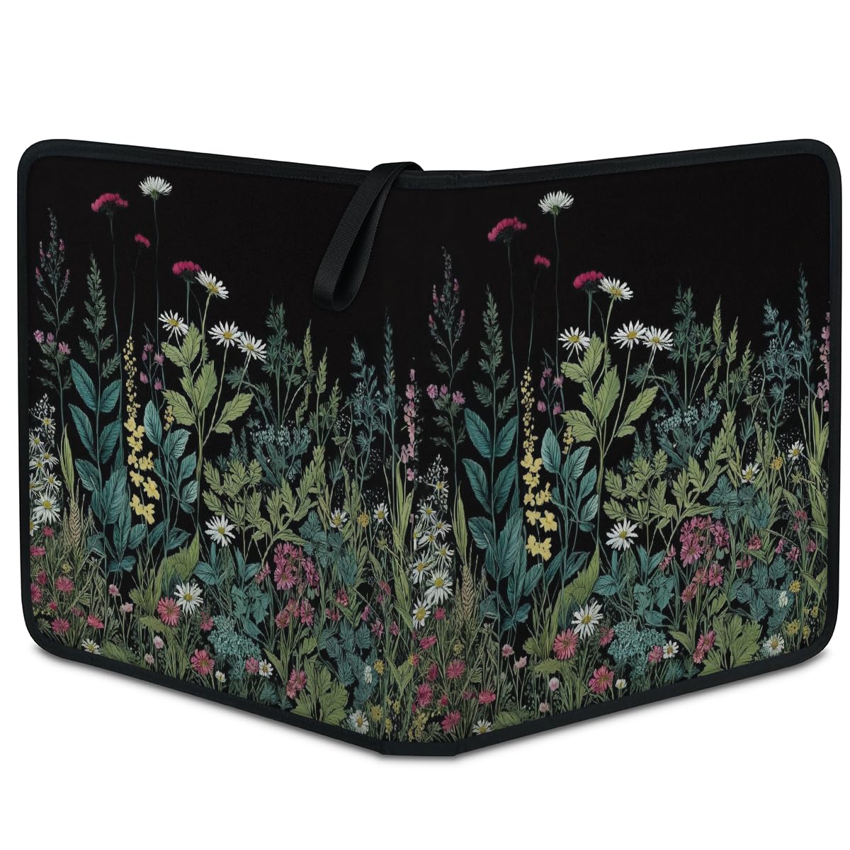 Raccoglitore per carte collezionabili con 9 tasche con fiori primaverili, fiori di campo, raccoglitore per carte con foglie di margherita, con maniche rimovibili, impermeabile, con cerniera, 50 pagine