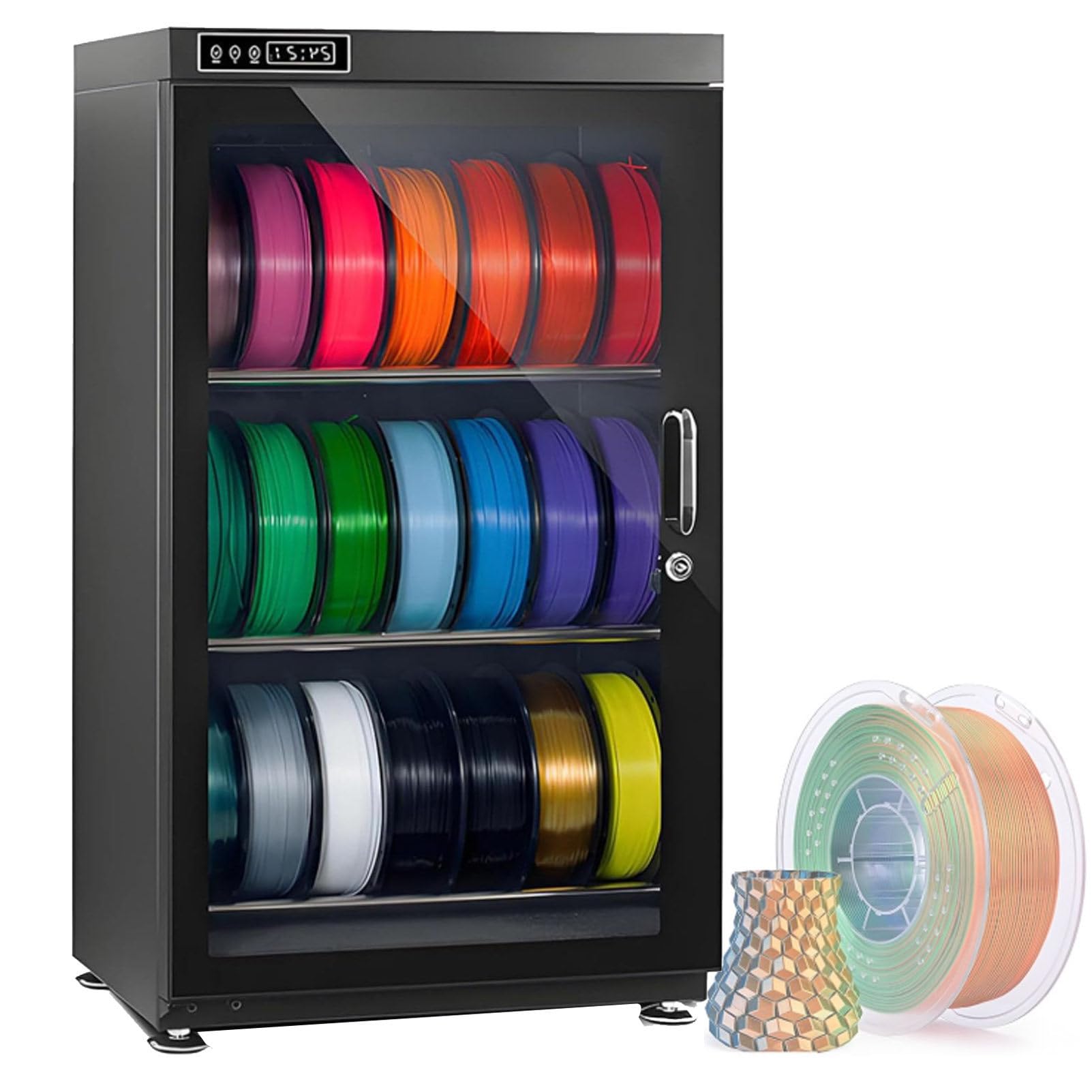 Oiyekntd 3D Printer Filament Storage Box, 2/3 Tiers Filament Storage Rack, 3D Filament Holder for Home, Office Workshop, Holding 10-12/15-21 Filament Spools 115L
