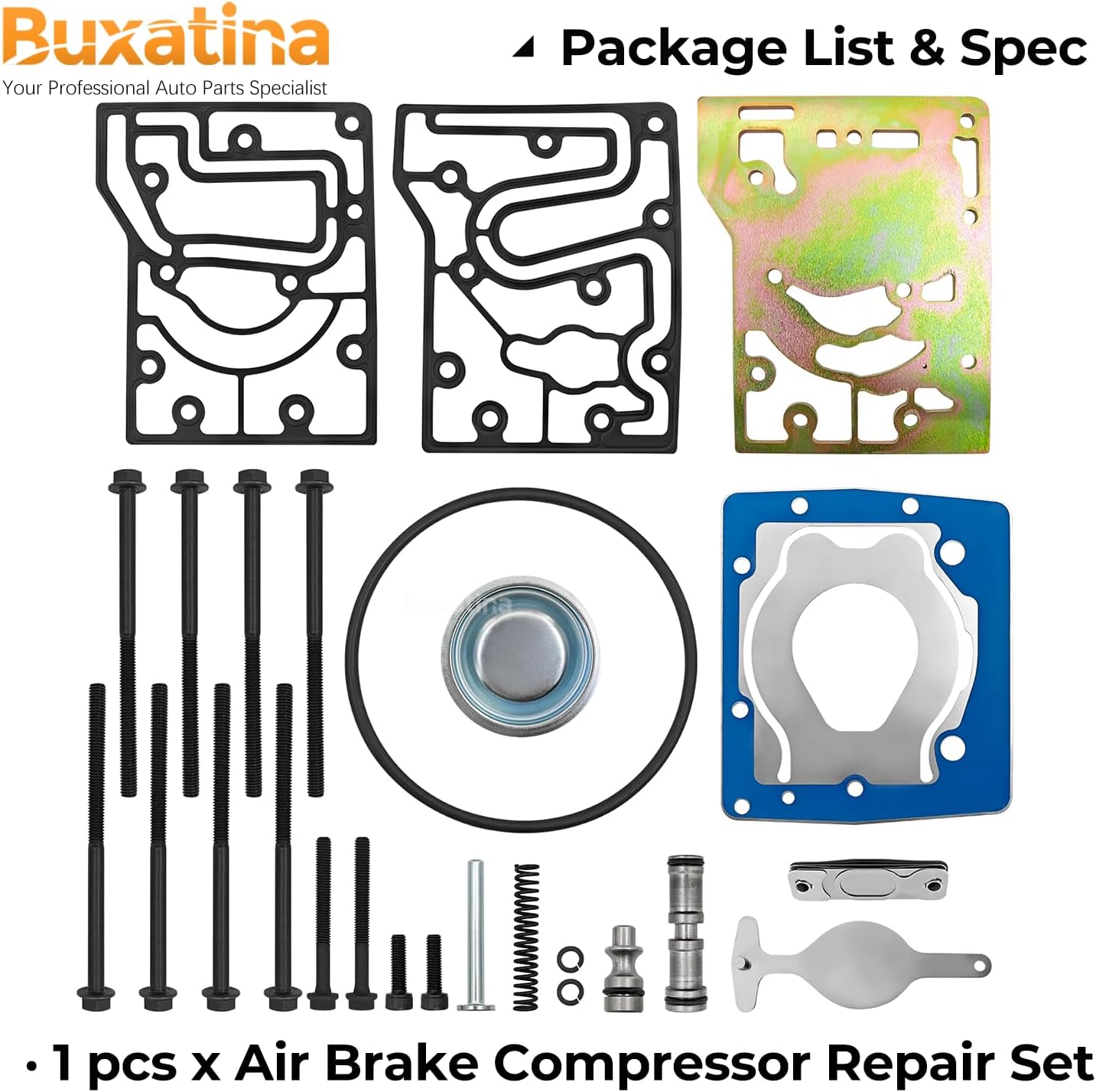 Air Brake Compressor Repair Set with Plate Gasket Sealing Screw Replacement for PACCAR MX13 One Piston Replace# 2121411 2139800 9122180000 9122180020