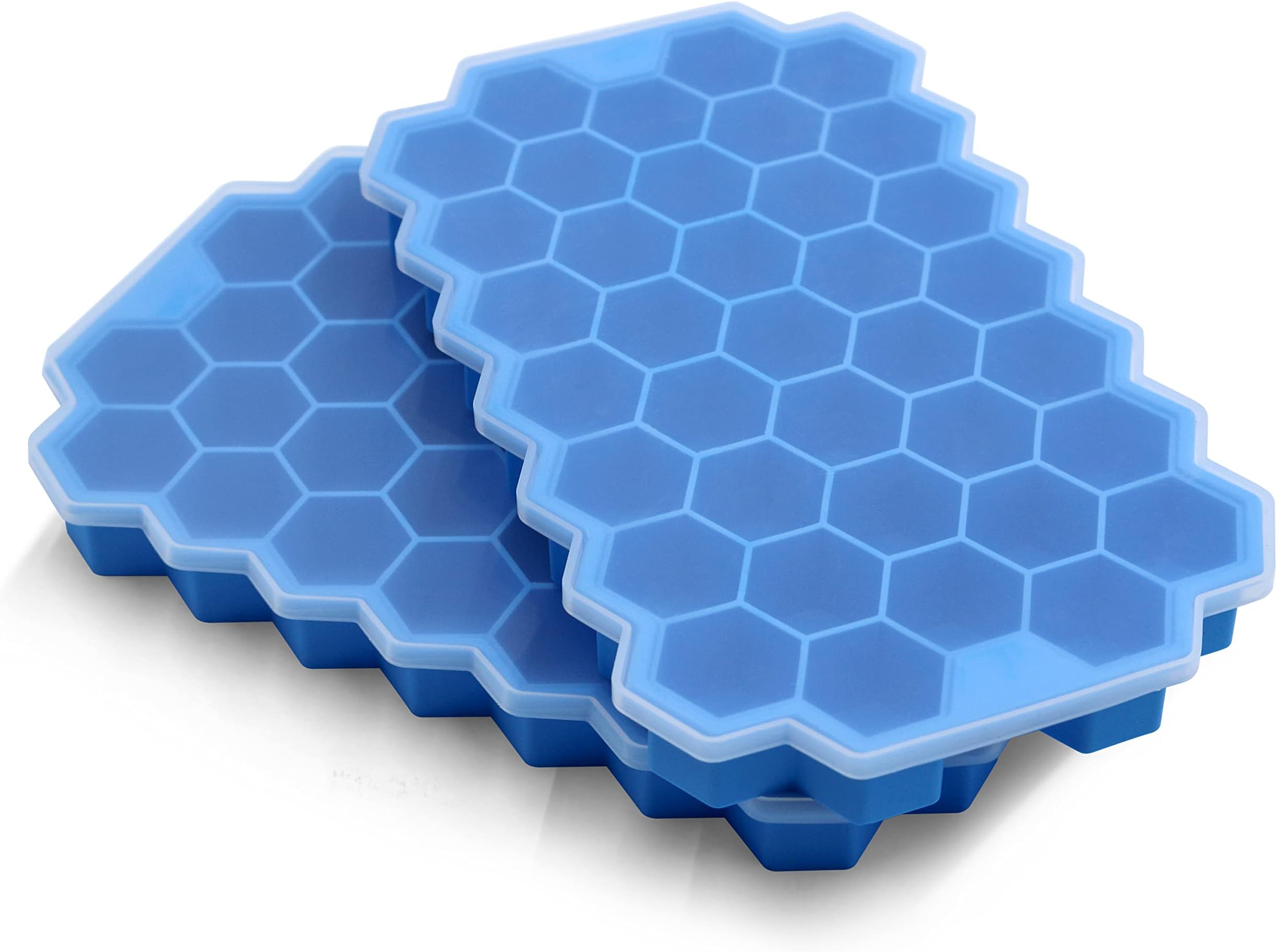 Ice Cube Trays for Freezer with Lid-37 Grid Silicone Ice Cube Tray with Lid for Small Ice Cube Molds,Easy-Release Reusable Ice Cube in Ice Bucket for Iced Coffee Cup