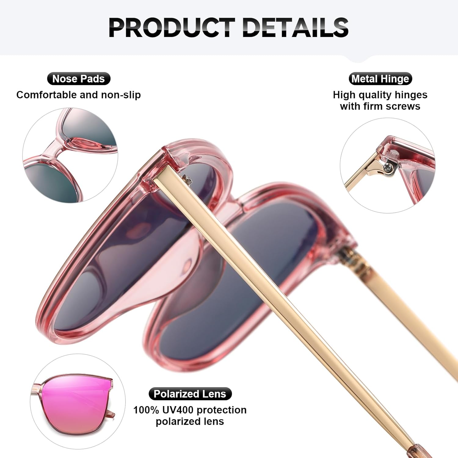 HAOLOTA Polarized Sunglasses for Women UV Protection Oversized Cat Eye Lightweight Trendy Shades - Image 4