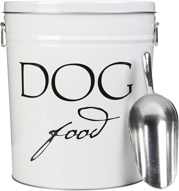 Harry Barker White Classic Food Storage Canister For Dogs, Large 40 Pounds of Food