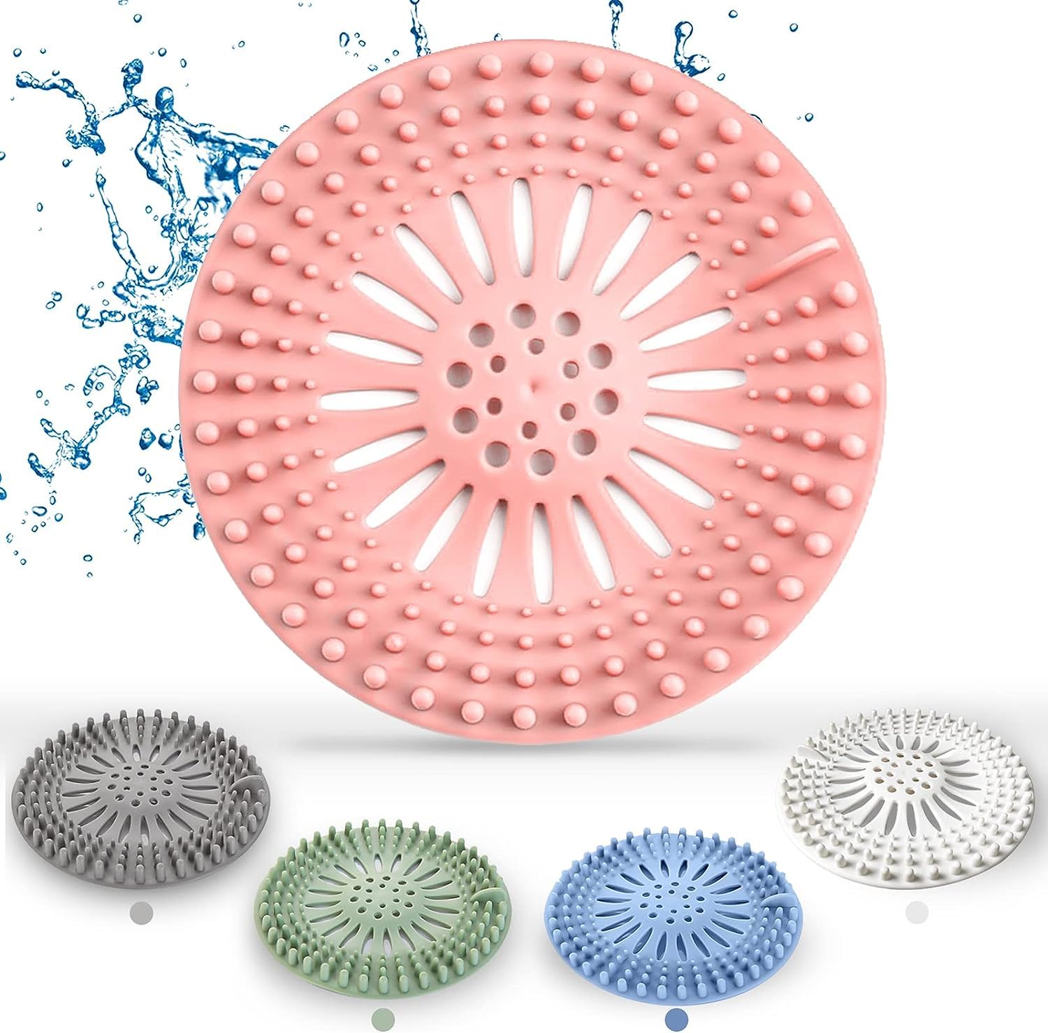 Mumoo Bear 5 Packs Hair Catcher Shower Drain, Shower Drain Covers Silicon, Hair Drain Catcher Easy to Install and Clean for Shower Drain Kitchen Tub Bathroom Bathtub