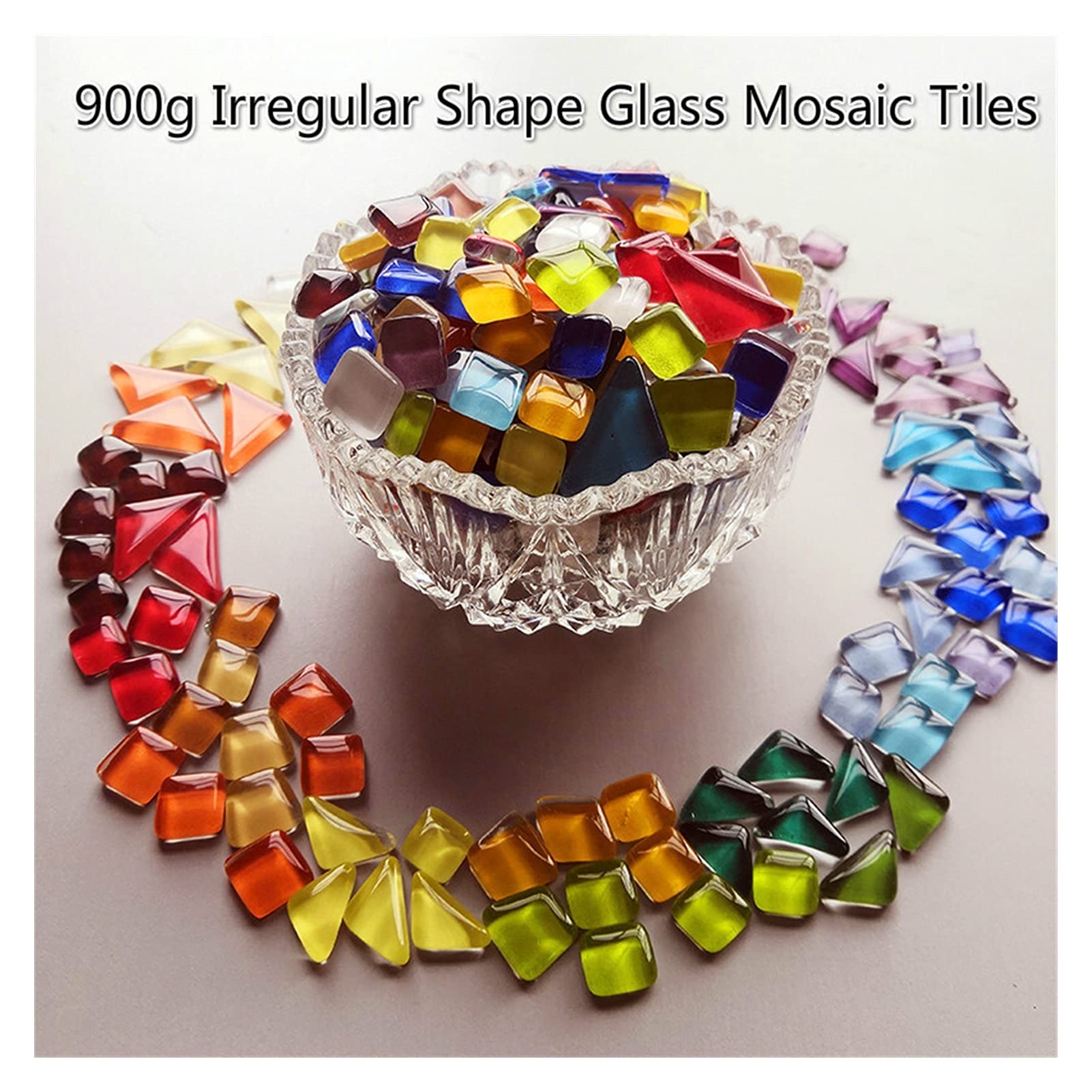 tessere di mosaico, tessere di vetro, Piastrelle a mosaico in vetro di forma irregolare da 900 g Materiali for la produzione artigianale di mosaici Piastrella for pareti a mosaico fai-da-te multicolor