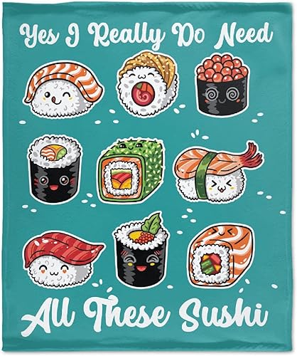 Vista 13 de Manta de sushi para regalo, manta de franela ultra suave y acogedora, manta de forro polar ligera y mullida, manta de felpa cálida para sofá, cama