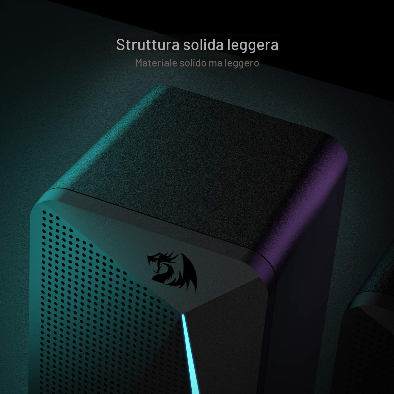 Redragon GS510 Waltz - Altoparlante da scrivania RGB a 2.0 canali stereo con retroilluminazione a LED, bassi migliorati e controllo del volume facilmente accessibile, con USB e cavo da 3,5 mm
