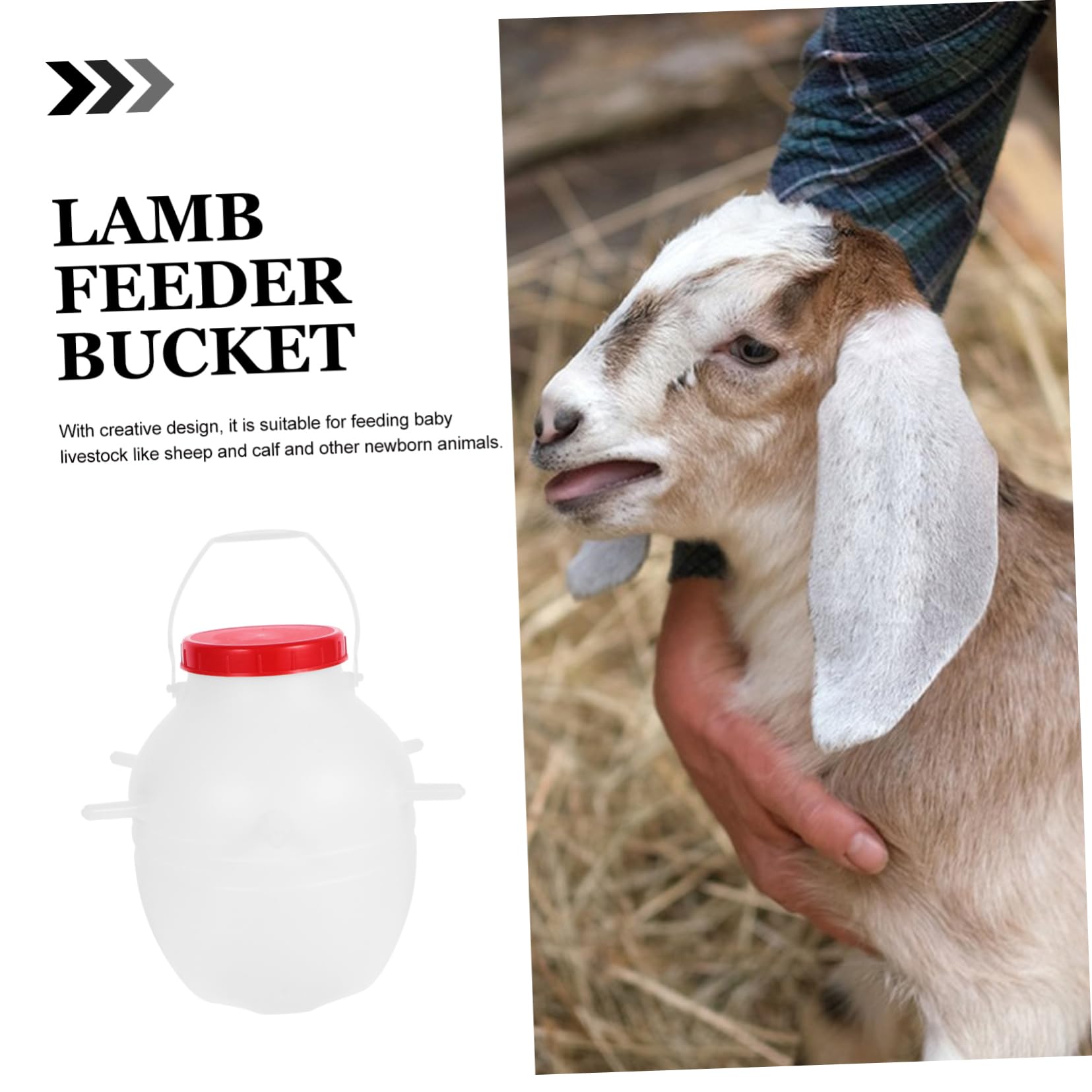 Biberon per Agnelli 8l in Plastica con Tettarelle in Silicone per Alimentazione di Capre, Vitelli, Animali Domestici di Piccola Taglia