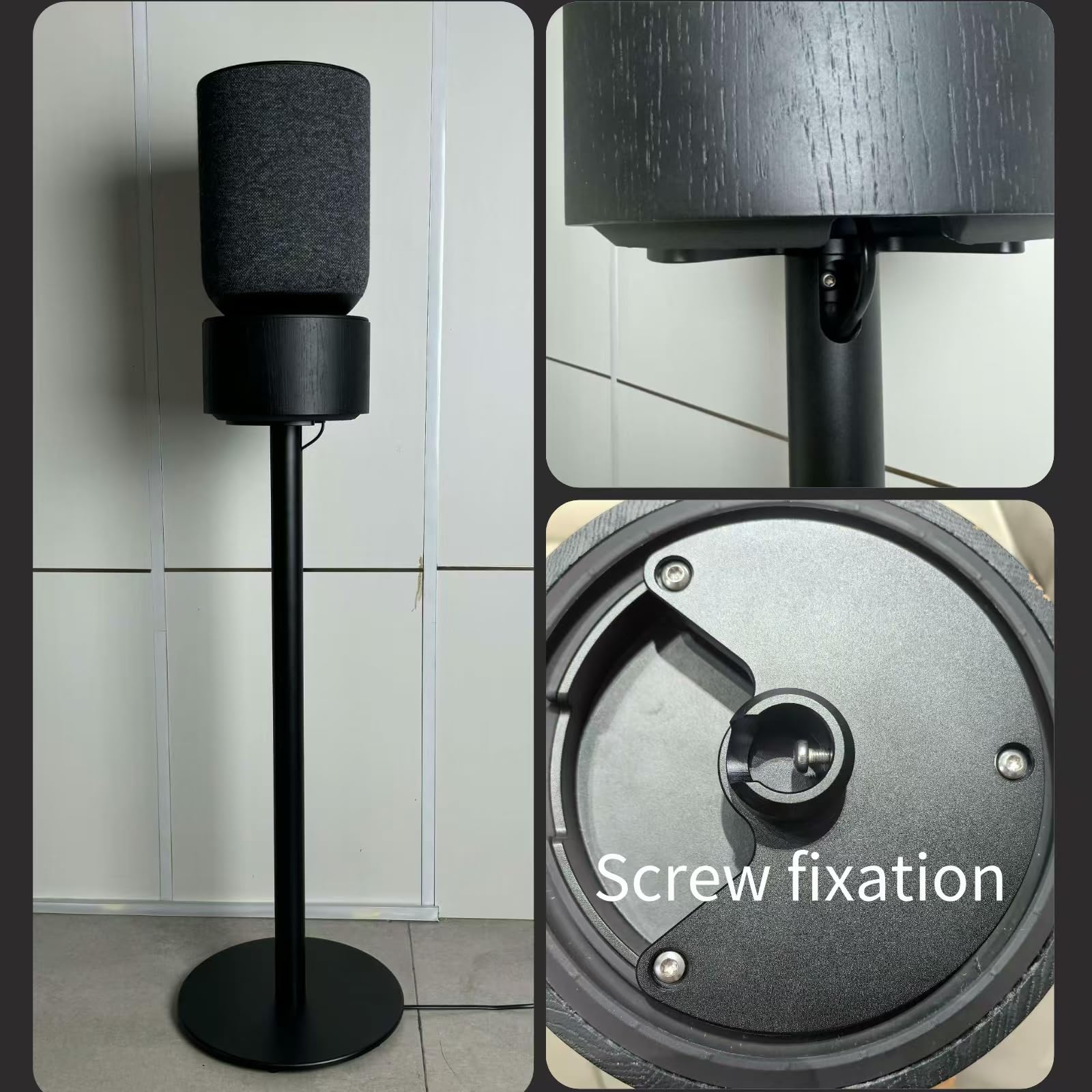 Supporto da pavimento per diffusori Compatibile con Bang&Olufsen Beosound Balance Sound System, materiale in lega di alluminio, cavo di alimentazione integrato-Portata 200 kg (Nera Coppia)