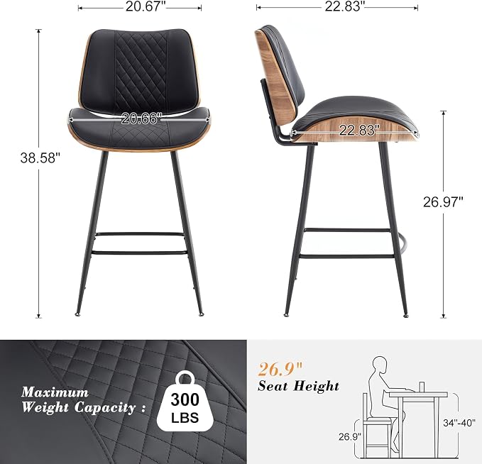 Set de 2 butacos modernos con patas de metal y asiento de espuma miniatura 2