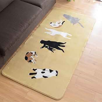 猫の絨毯 猫柄ホットカーペットカバー アルク（200×240cm/レッド） ［200