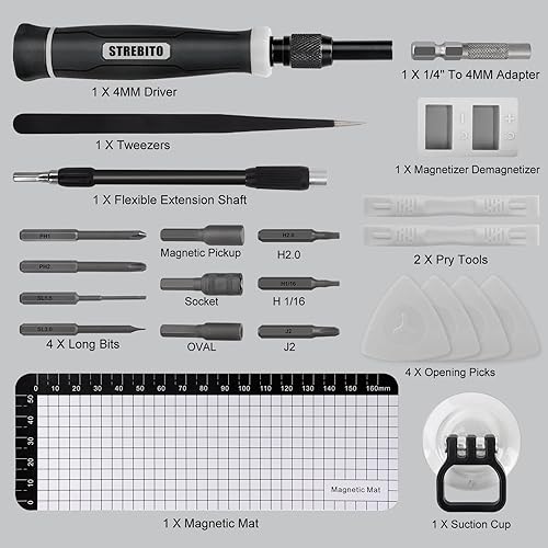 Miniatura 7 de STREBITO Juego de destornilladores de precisión 153 en 1 juego de destornilladores pequeños con estuche, destornillador magnético, kit de