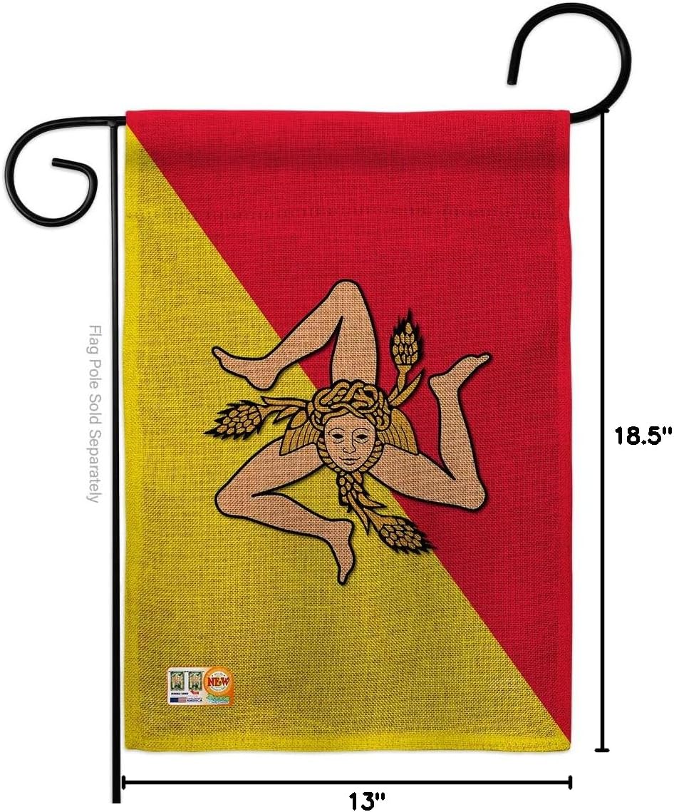 Sicily Burlap Garden Flag Regional Nationality Nation International World Country Particular Area Small Decorative Gift Yard House Banner Double-Sided Made In USA 13 X 18.5