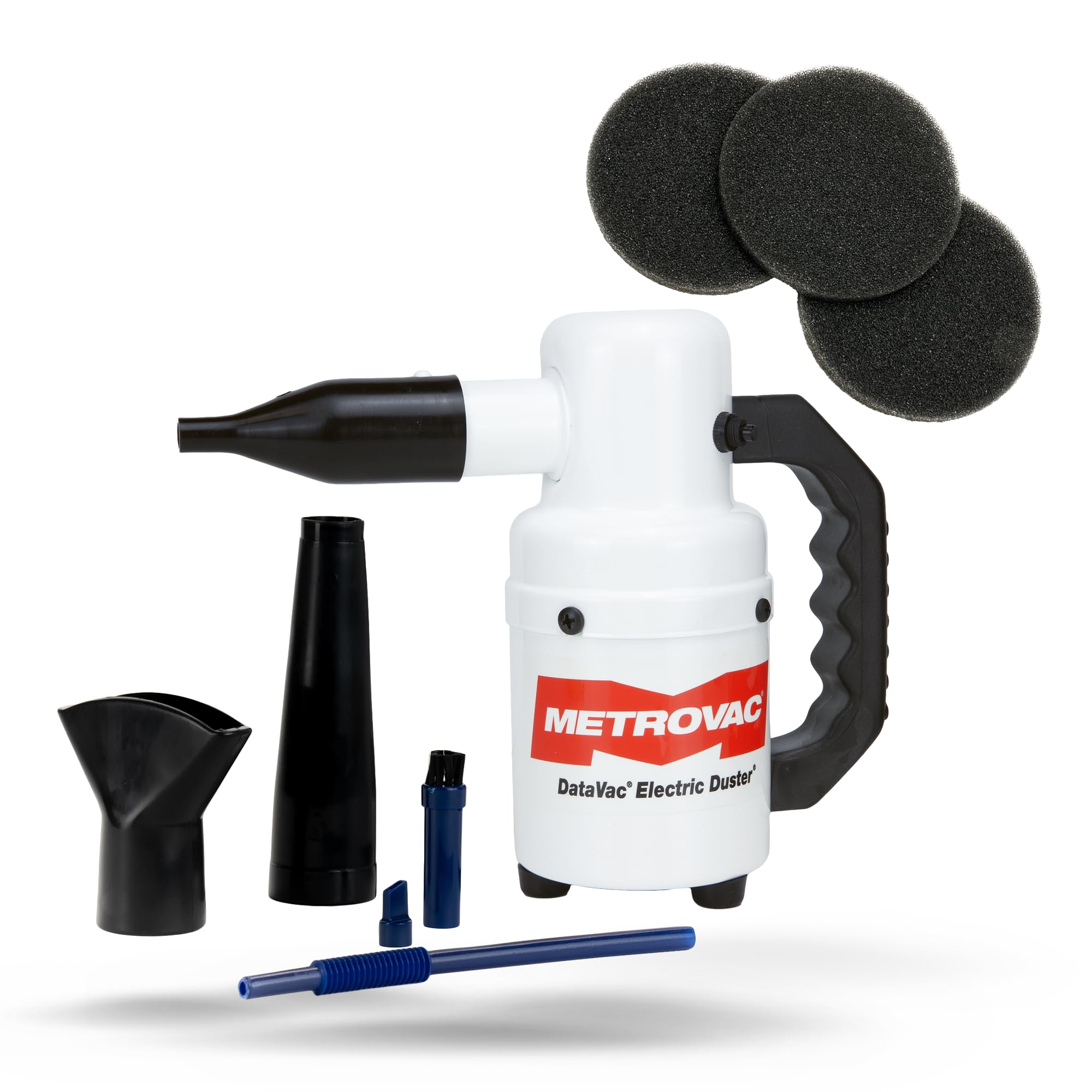 3 1 Pack of 3 Washable Foal Filters + MetroVac DataVac Electric Duster – White, Model MVC-49ED