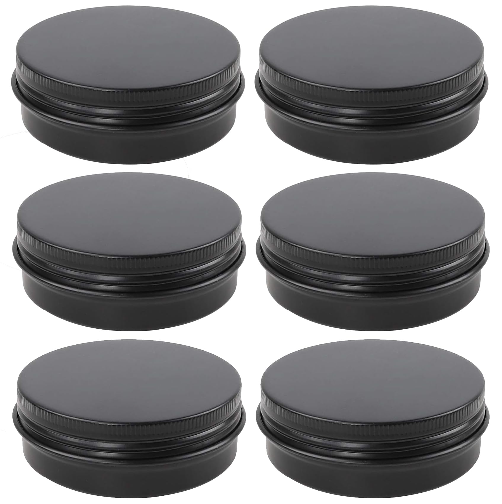 STORE 2508 6 Pcs Small Tin Cans, Round Tin Box Containers with Screw Lid, Empty Metal Travel Container Tin Jars for Make Up, Candles, Medicines, Jewellery 8.3x2.8 Cm (Black)