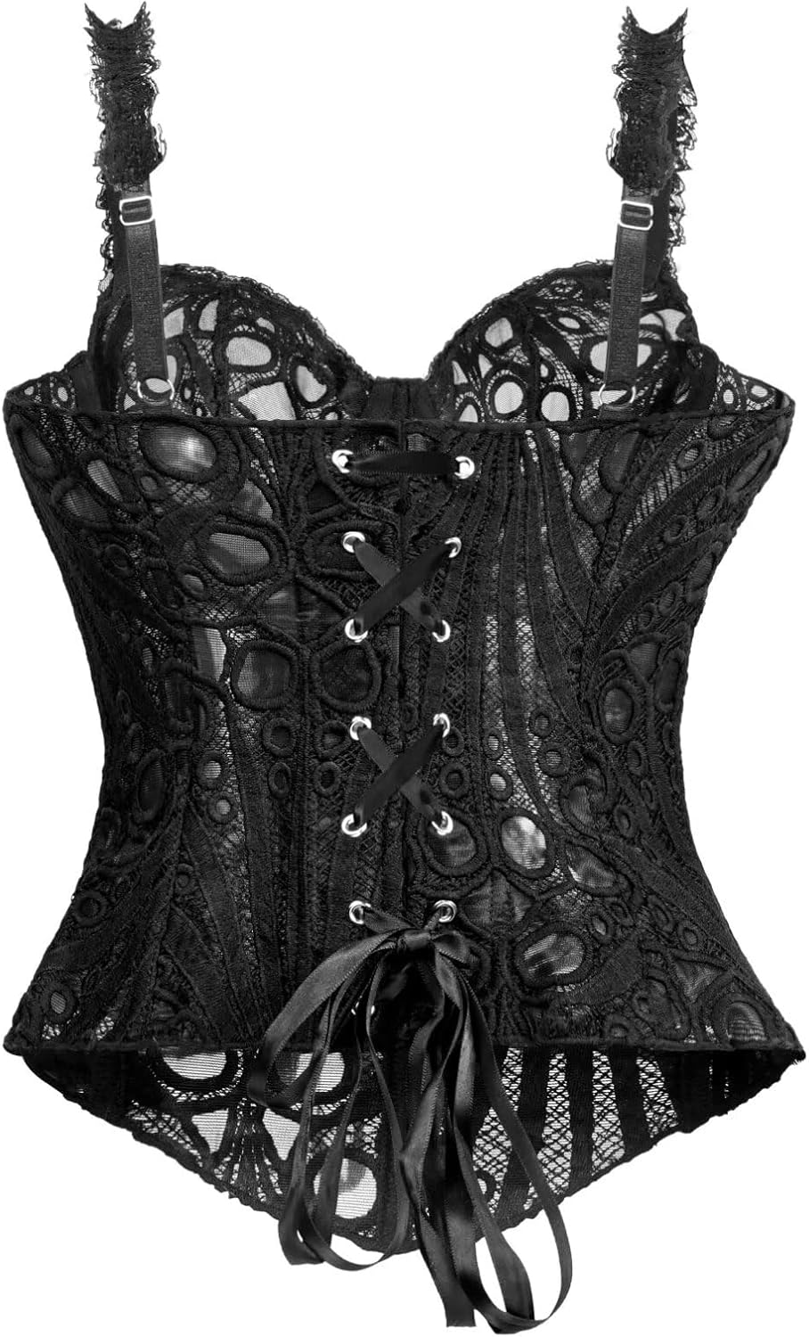 Women's Corset Top Lace Up Overbust Breathable Outfit Bodyshaper Bustier Sexy Lingerie Top - Image 2
