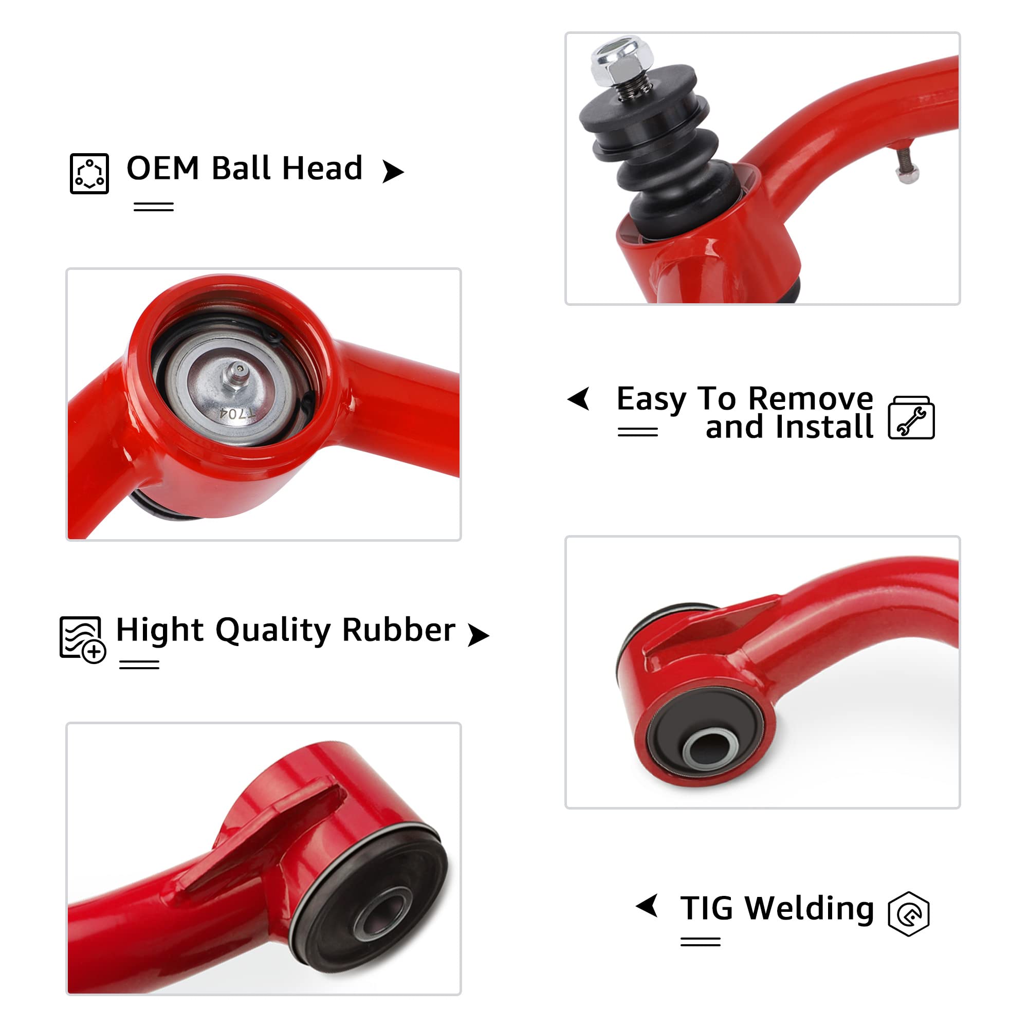 YIZBAP 2PCS Front Upper Control Arms For 2000-2006 Tundra 2001-2007 Sequoia with Ball Joint, 2-4" Lift Suspension Kit Adjustable tubular Control Arms, Replacement OEM Factory Suspension Arms