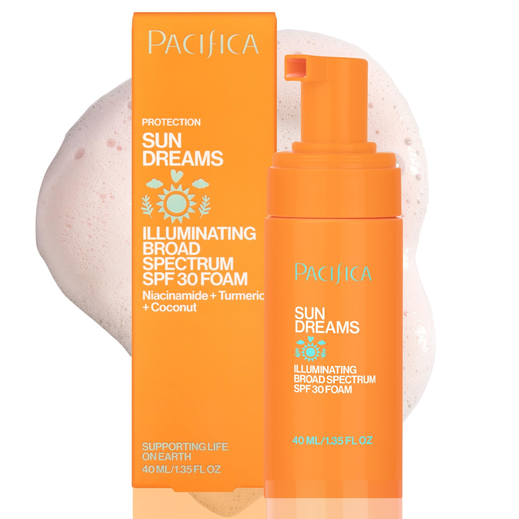 Pacifica Facial Sunscreen - Sun Dreams Illuminating SPF 30 Foam Broad Spectrum Every Day Face Lotion UVA UVB
