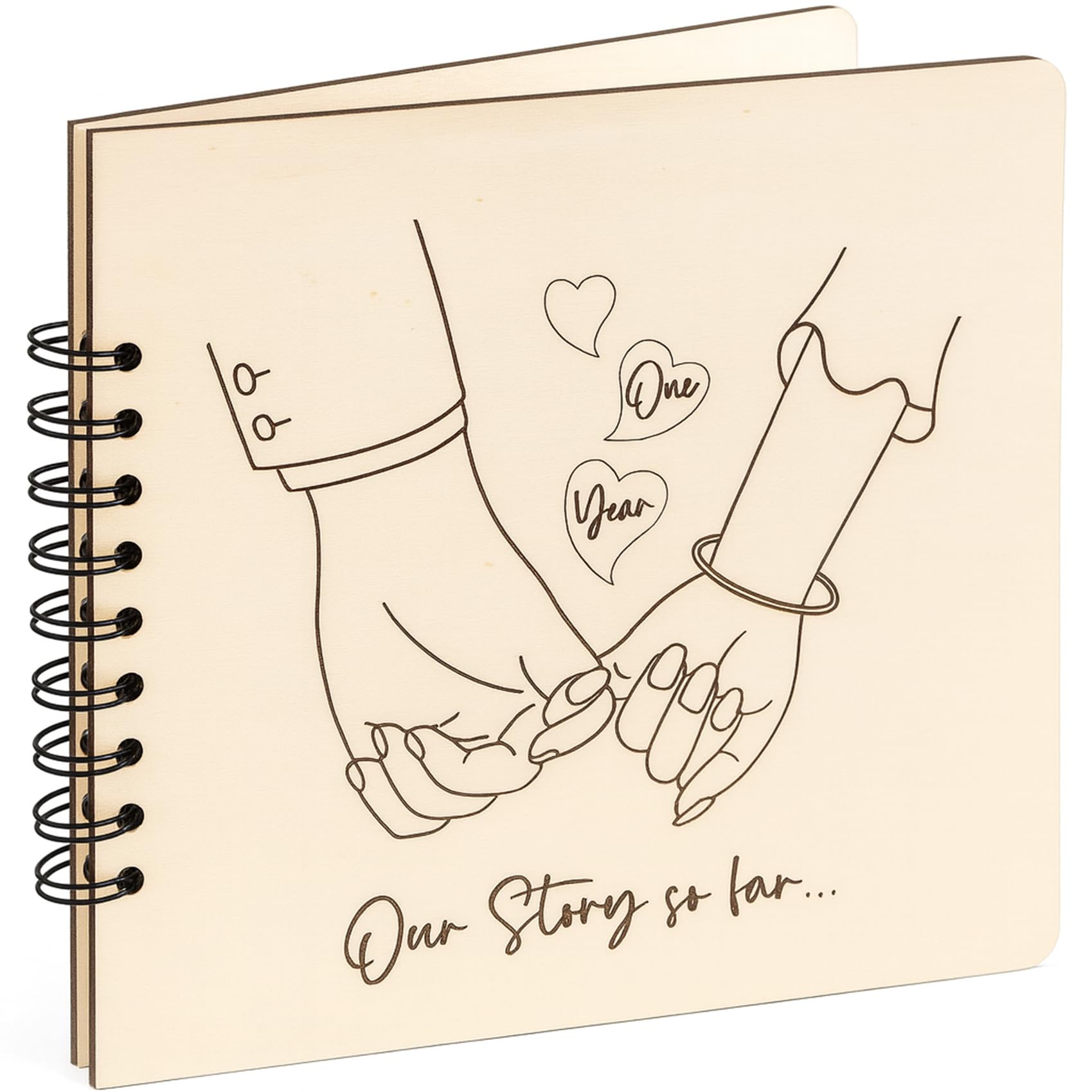 Embracing Mindfulness Handmade Wooden Anniversary Memory Book - 1 Year Our Story so Far - First Anniversary One Wedding Gift (One Year)
