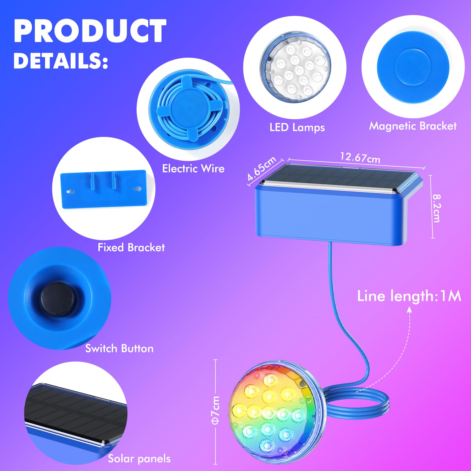 Quntis Luci Solari a Immersione IP68 Impermeabili per Piscina con Telecomando, LED RGBCW Subacquee Magnetiche per Esterno Laghetto Festa 2 Pezzi
