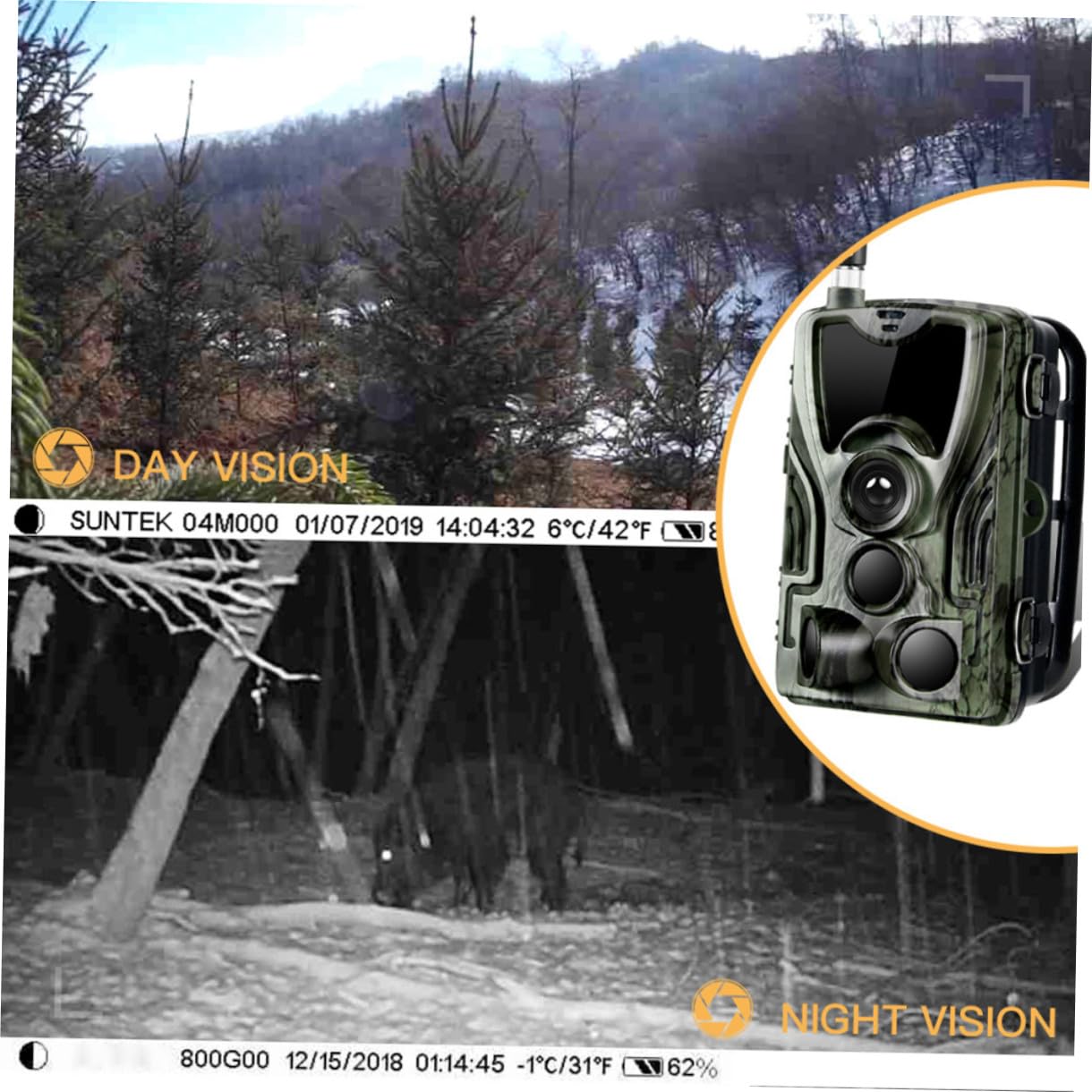 jojofuny 801m Cámara de Caza Cámara de Rastreo con Tarjeta Sim para Exploración Forestal Inalámbrica para Caza