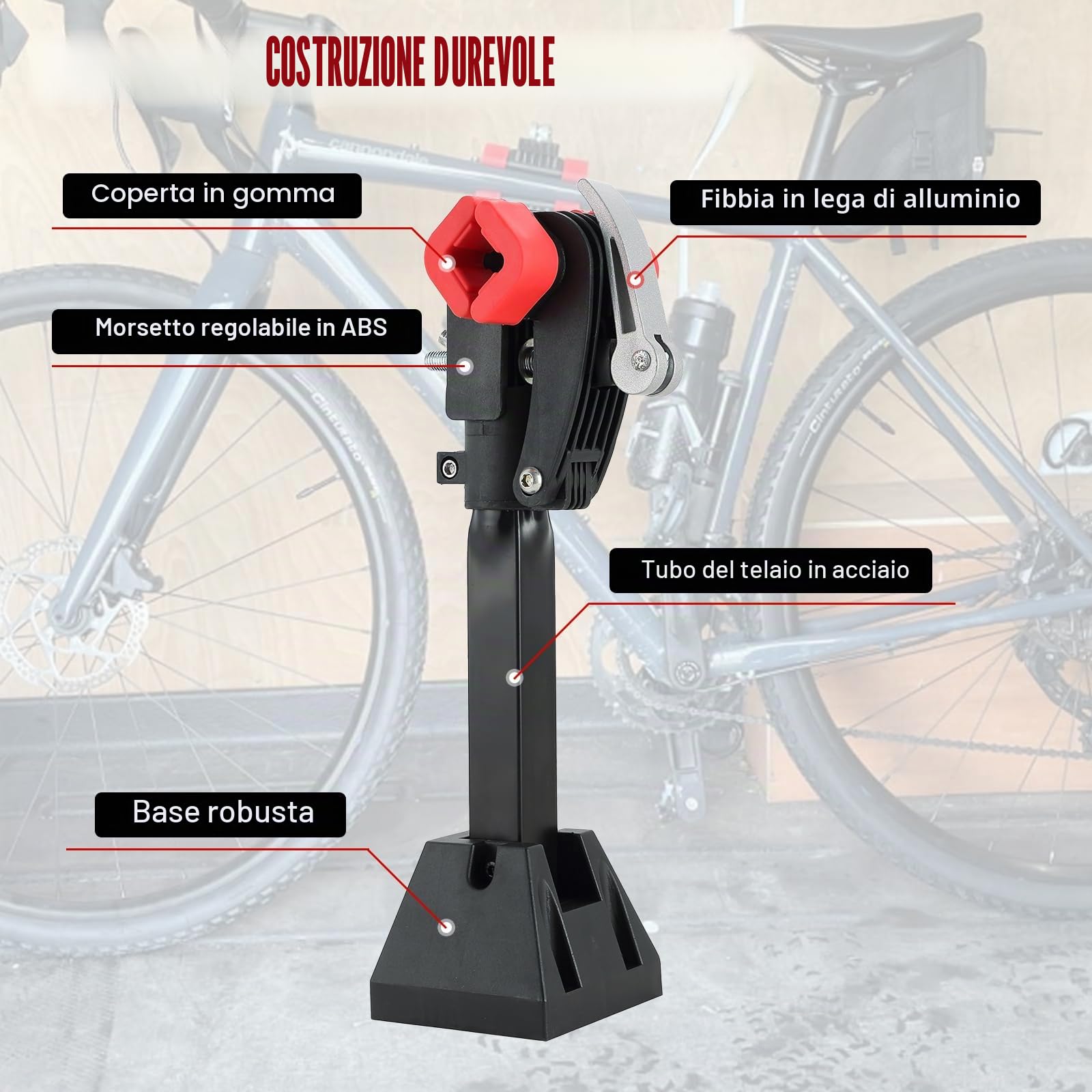 DASBET Supporto per Riparazione Bici da Parete - Pieghevole per Garage o Casa - Montaggio a Parete per Manutenzione Biciclette