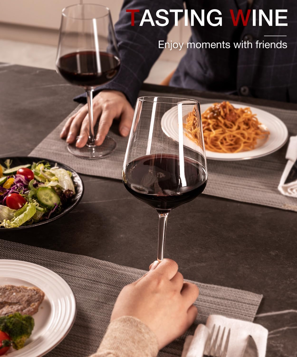 LUNA & MANTHA Red Wine Glasses Set of 4, Crystal Wine Glasses with Stem, Hand Blown 17oz, Perfect for Red White Gift Packaging for Daily Use, Father's Day, Wedding, Birthday - Image 4