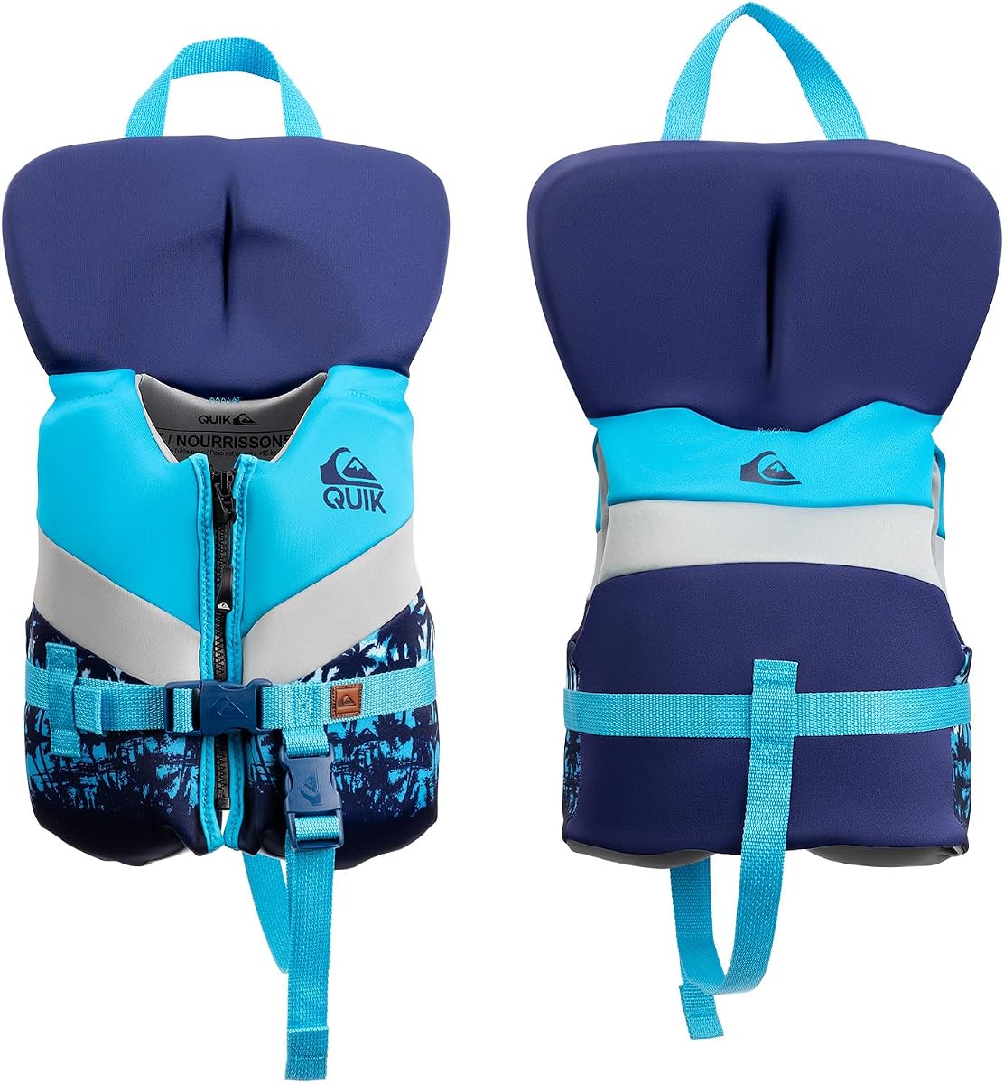 QUIKSILVER Life Jacket for Youth/Kids/Toddler, USCG and Transport Canada Approved Type III PFD, Durable UV Resistant Life Vest with Saferty Strap, for Boating Kayaking Waterskiing Rafting Watersports
