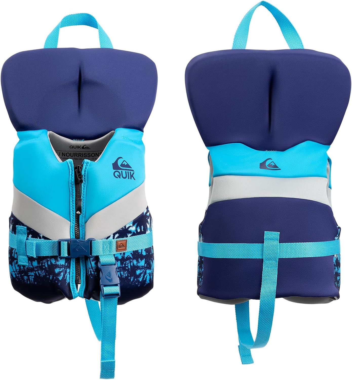 QUIKSILVER Life Jacket for Youth/Kids/Toddler, USCG and Transport Canada Approved Type III PFD, Evoprene UV Resistant Life Vest for Waterskiing, Rafting, Boating Kayaking Paddleboarding Watersports