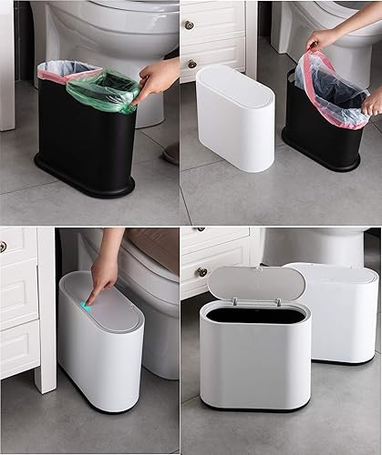 Miniatura 3 de KLGO Bote de basura de plástico delgado de 10 litros con tapa canasta de basura de doble barril de 24 galones contenedor de basura rectangular para