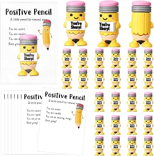 Landical 18 Set Resin You're Sharp Mini Pencil Figures with Cards | Little Pencil, Positive Pencil Gifts, Motivational Desk Decor, Inspirational Thank You Gifts for Colleague Staff Teacher