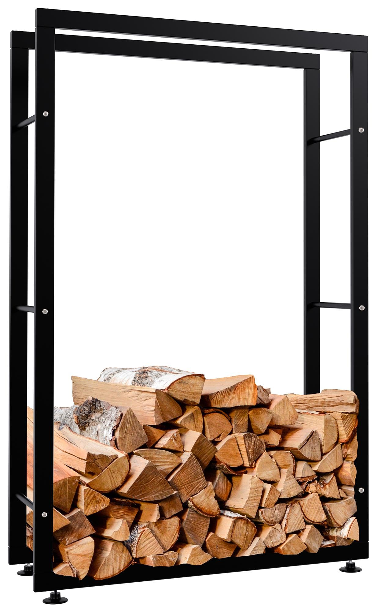 CLP Soporte para Organizar La Leña Keri I Estante Metálico para Almacenar La Madera En Interiores I Leñero Moderno, Color:Negro, Tamaño:25x80x125 cm