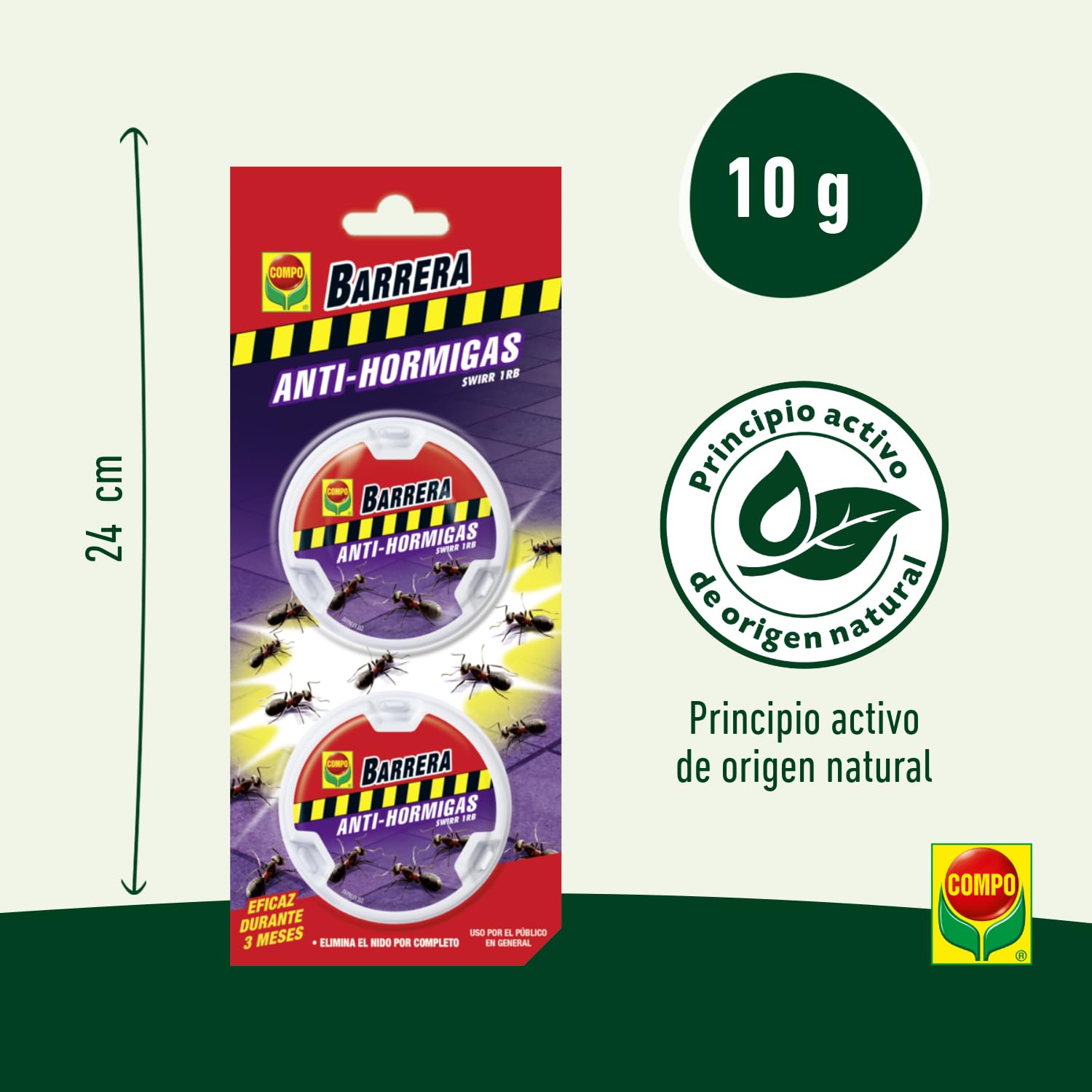 Compo Repelente Barrera de Insectos Cebo antihormigas, Control de Hormigas en el salón, Comedor y terraza, 2 Unidades de 10 g (2069902011)