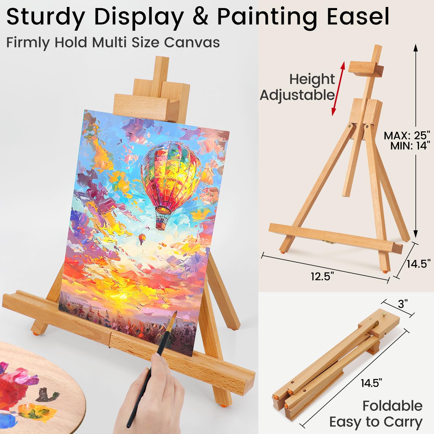 ARTALLY Juego de pintura acrílica para adultos y niños, 67 piezas de pintura en lienzo, pintura acrílica de 32 colores (22 ml), caballete de mesa, pinceles, lienzo, kit de suministros de pintura
