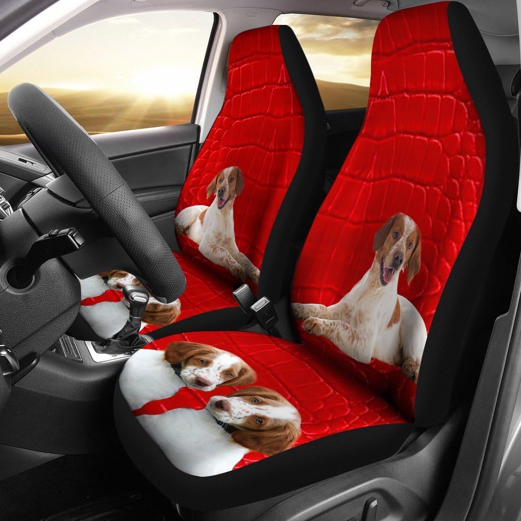 Brittany Dog On Red Print Car Seat Covers